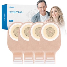 Heagimed 20 PCS Colostomy Bags, One Piece Drainable Ostomy Pouch with Closure for Ileostomy Stoma Care, Ostomy Supplies, Ileostomy Supplies, Cut-to-Fit, Max 60 Mm