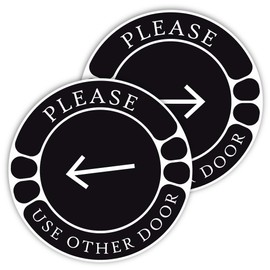 TRUSTY Round Left or Right Arrow PLEASE USE OTHER DOOR Signs for Businesses Stores Bars Restaurants Shops (5")
