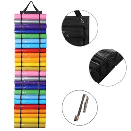 AROUY Vinyl Storage Organizer - Vinyl Roll Holder Wall Mount/Over The Door, Craft Vinyl Storage Rack, Hanging Organizer Storage with 48 Roll Compartments (48 - Black)