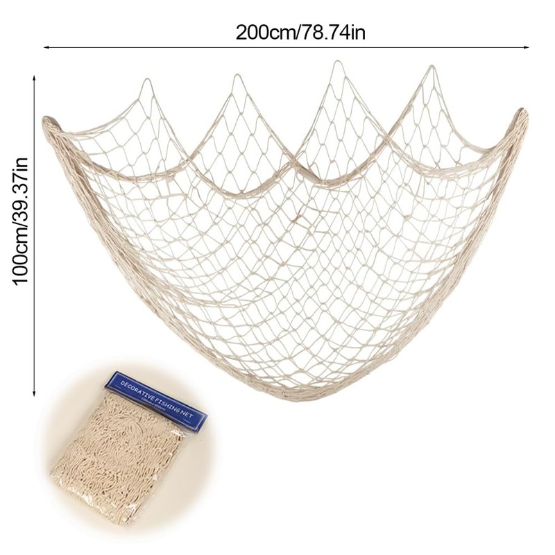 KARELLS Mesh Maritime Decoration, Fishing Net, Wall Decoration, 100 x