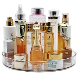 Amolliar 11" Clear Lazy Susan Organizer - 360° Rotating Turntable Organizer for Kitchen, Fridge, Pantry, Countertop, Under Sink & Bathroom, Spice Condiment Organizer Space-Saving Storage Tray 1 Pack