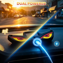 Solar Demon Eye LED Car Window Light, 2026 New Devil Eyes Light for Windshield, car Eyes Animated led, Wireless No Drill Solar and USB Powered Devil Eyes Warning Lights