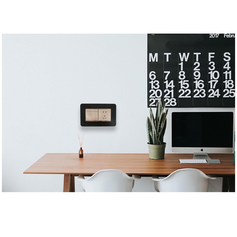 DWUENT 1pc Double Socket Surround 7.5x15.5cm - Matte Black Socket