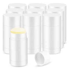 glasstore 10 Pcs Empty Deodorant Containers Bottom Fill Deodorant Bottles Refillable DIY Deodorant Tubes Lip Balm Tubes (white, 75ml/2.5oz)