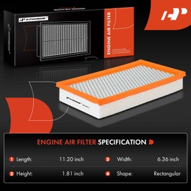 A-Premium Engine Air Filter Compatible with Ford E-350/E-350 Club Wagon 2003, E-350 Econoline 1995-2002, E-450/E-550 Super Duty 2003, Econoline Super Duty 1996-1999, 7.3L, Replace# 377129620
