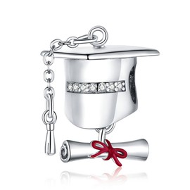 NUNUYAYA Frauen Armband Charme 925 Sterling Silber Bachelor's Cap Graduation Cap passend für Armband Halskette,Charm Anhänger für Europäischen Armbänder für Frauen Mädchen,Graduation Saison