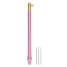 PATIKIL Tambour Hook Tambour Embroidery with 3 Needles Ergonomic Crochet Hook for Knitter, Tambour Needle for DIY Dolls Hats Gloves Socks Hair Clip Pink