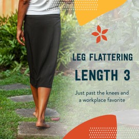 RipSkirt Hawaii Length 3 - Wrap Skirt for Women - Quick Dry Swim Cover-Up with Side Pocket - Lightweight for Beach, Travel and Casual Wear (Black, XL)