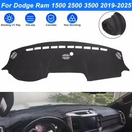 EeeKitOnline For Dodge Ram 1500 2500 3500 2019-2025 Dash Cover Mat AntiGlare Dashboard Carpet