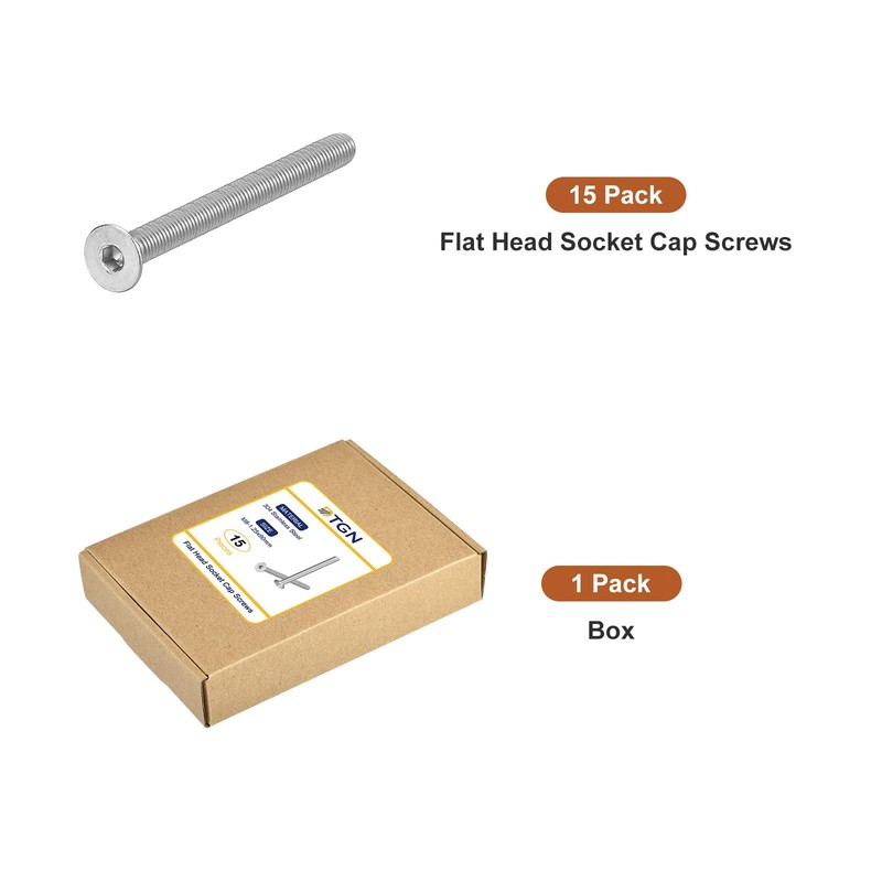 DTGN M8-1.25 x 90mm Flat Head Socket Cap Screws, 15