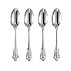 KEAWELL Luxury 7" Tea Spoon, Set of 4, 18/10 Stainless Steel, Sturdy Dessert Spoon, Gorgeous Design with Exceptional Mirror Polished Finish (Silver)