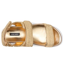 Nine West Women's Heavin Wedge Sandal, Gold, 8