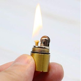 The World's Smallest Kerosene Lighter! Height 2.5cm/φ 1.3cm Capsule Lighter Portable Metal Miniature EDC Gear Waterproof Tiny Peanut Lighter (Fuel not Included) (Mini Gold)