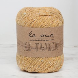 1 Ball La Mia Re-Tweed Knitting Yarn,%40 Wool%40 Polyester%20 Acrylic, 3.5 Oz (100 g) / 202 Yrds (185 m), Worsted, Yellow - L124