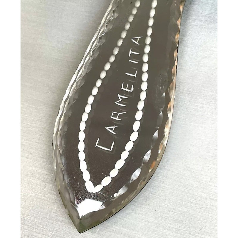 estilo veneciano Espejo Mano Vintage, Cristal Veneciano Grabado Doble Cara-