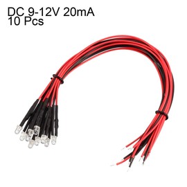 sourcing map 10Pcs 3mm Pre Wired LED, Orange DC9-12V Clear Lens, Light Emitting Diodes