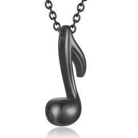 Music Note Urn Necklaces for Ashes Stainless Steel Musical Note Cremation Keepsake Jewelry Locket Cremation Urn Pendant Necklace Memorial Ash Jewelry for Keepsake Gift, Stainless Steel, No Gemstone,