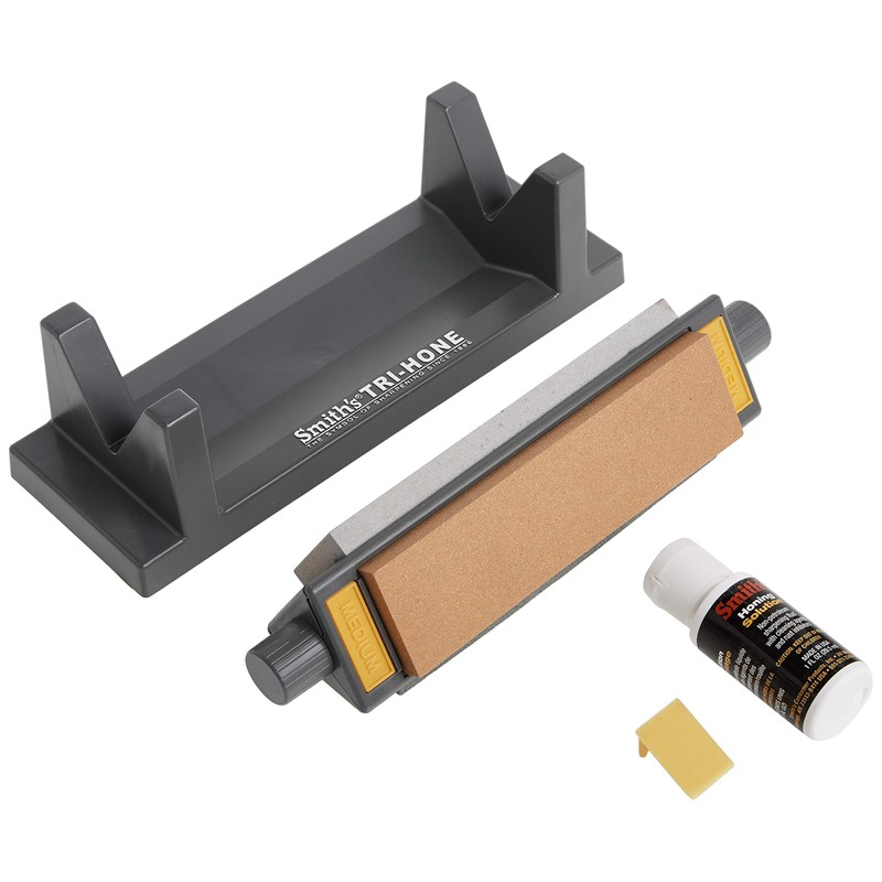 Smith’s TRI6 Arkansas Tri-Hone Stone Sharpening System Grey 6” Fine,