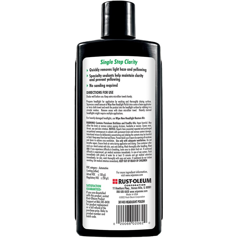 Wipe New Rust-Oleum 381403-6PK Clear Lens Headlight Restore, 8 oz,