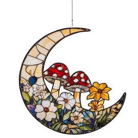 Mushroom Decor - Sun And Moon, Toadstool Decorations, Mushroom Christmas Decorations, Garden Art Mushrooms, Hanging Stars And Moon, Mushroom Acrylic Special-shaped Hanging (C)