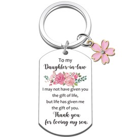 Uerifr Mothers Day Gifts for Daughter In Law Gifts from Mother In Law Birthday Gifts for Daughter In Law Wedding Gift for Women Cute Flower Keychain for for Women Engagement Mother's Day for Her