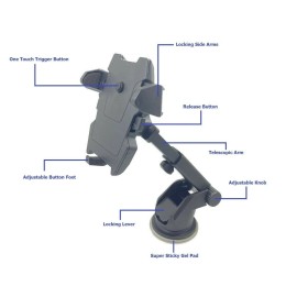Compact One Touch Car Phone Mount - Easily Mount Your Phone on Windshield