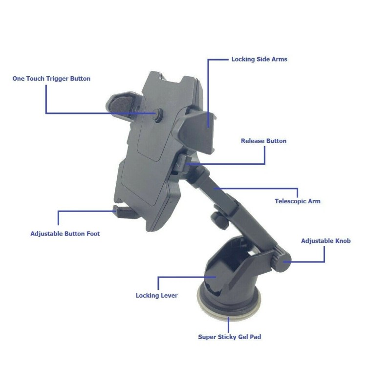 Compact One Touch Car Phone Mount - Easily Mount Your