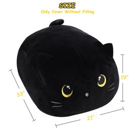 MissSoul Stuffed Animal Storage Bean Bag Chair Cover for Kids Cute Black Cat Large Beanbag Plush Toy Bedroom Décor Organizer Cover, No Beans