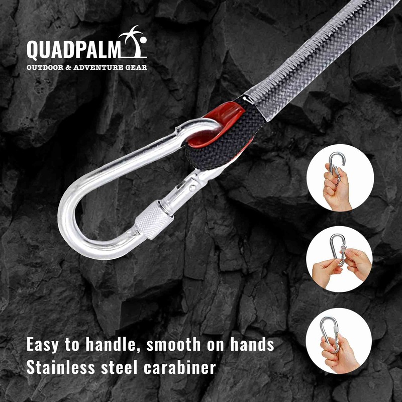 QUADPALM Grappling Hook and Black Rope 10M (32ft) - Multifunctional