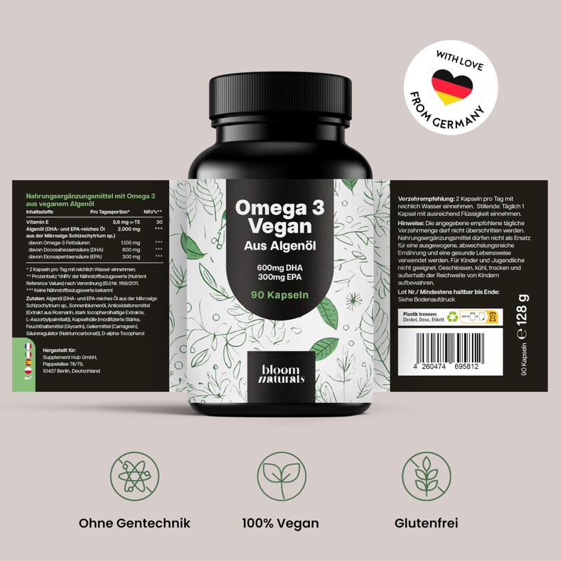 Omega 3 Capsules High Dose Vegan - 90 Capsules -