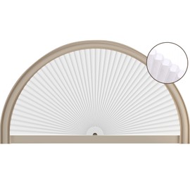 Half Circle Window Shade Arch Window Cellular Light Filtering Shades Cordless for Half Moon Window Shade no Drill Honeycomb Light Filtering Blinds Easy to Cut and Install (White 24" X 48")
