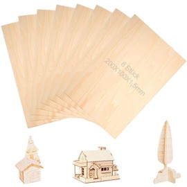 SVUPUE Wooden Panels, Plywood Panels, Pack of 8, 200 x 100 x 1.5 mm Wooden Panels, for Crafts or Model Making Craft Wood Panels