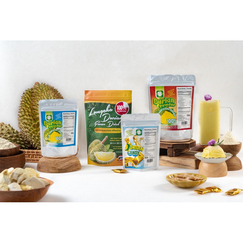 LUNGCHA Freeze Dried Durian Pure Premium King of Thai fruit,