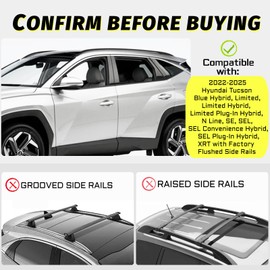 Car Roof Rack Cross Bars Compatible with 2022-2025 Hyundai Tucson (Fit for Flush Side Rails), Aluminum Lockable Roof Cross Bars for Kayak Bike Rooftop Cargo Carrier Bag Basket Luggage