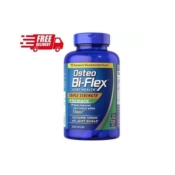 Branded Osteo Bi-Flex w/Turmeric Triple Strength 220 Tablets