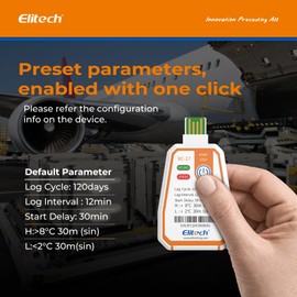 Elitech RC-17 Disposable Temperature Logger USB 180 Days Continuous Recording 16000 Data Sets for Food Medication & Vaccine Cool Chains Alarm Function, IP67 Water Protection