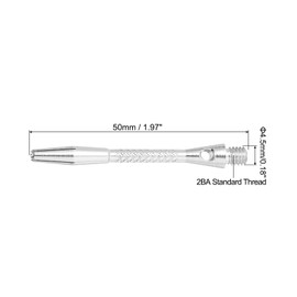 PATIKIL Dart Shafts 45mm/1.8 Inch, 6 Pack 2BA Thread Aluminum Dart Stems Dart Accessories for Steel Tip, Silver Tone