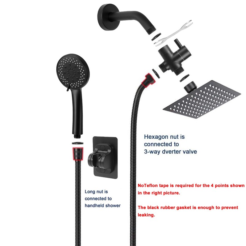NearMoon Filtered Rain Shower Head, High Pressure 8″Square, and 5