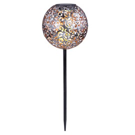 Globo 33743 LED Solar Outdoor Plug Light Patio Decor Mesh Ball Ground Spike Lamp Silver