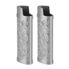 2Pcs Lighter Case Zinc Alloy Lighter Storage Container Floral Pattern