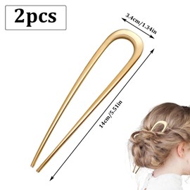 Metal French U Shaped 2 Pieces Large French Twist Hair Pin Hair Sticks Hair Forks for All Hair Types U-shaped Hair Pins 2 Prongs Updo Hairstyle for Women Girls Bun Hair Accessories