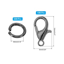 PATIKIL Jewelry Making Accessories Set, 100 Pcs Lobster Clasp 400 Pcs Open Jump Ring for Jewelry DIY, Black