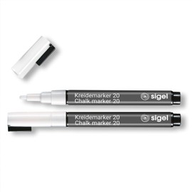 SIGEL BA178 Chalk Marker White Bullet Tip 1-2 mm Pack of 2