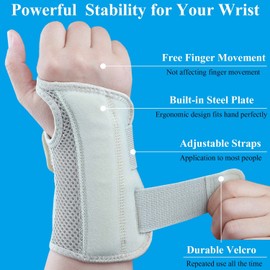 Carpal Tunnel Wrist Brace, Adjustable Wrist Support Brace, Night Wrist Sleep Supports Splints Arm Stabilizer (Right Hand, S/M, Khaki)