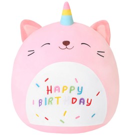 SQEQE Cat Plush Toy Unicorn Cat Stuffed Animal Cute Birthday Cat Plushies Pillow Soft Plushie Doll Gifts for Kid Decor(Pink Caticorn, 14 inch)