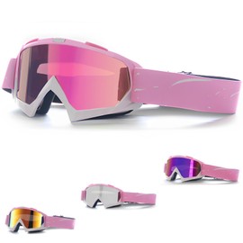 DONGZQAN Otg Women's Ski Goggles Pink Ski Goggles Glasses Wearers Women's Unisex Ski Goggles with Foam Padding, Suitable for Outdoor Sports (B)