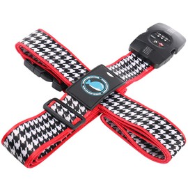 HIMREYLD TSA Luggage Strap with 3-Digital Lock Adjustable for Travel Suitcase 20 to 32 Inch, Cross 230 and 200 CM Long - Stripes