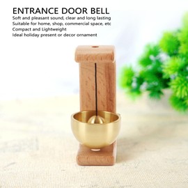 CHEOTIME Magnetic Shopkeepers Bell for Door Opening,Golden Beech Wood Brass Suction Door Chimes When Door Opens,Doorbell Chime,Office Ornaments Decoration