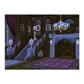 Allenjoy 8x6ft Halloween Haunted House Backdrop Middle Ages Retro Spooky Deserted Spider Web Stairs Background Decor Photography Photoshoot Studio Booth Props