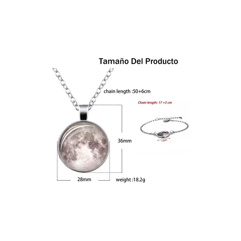 Collar De Luna Llena Brillante Brilla En La Obscuridad 3d